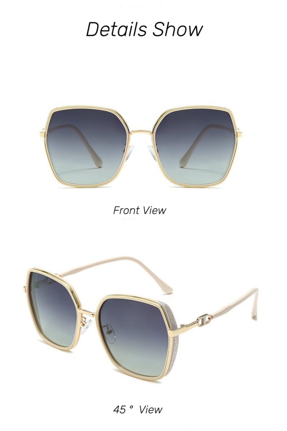 KKTREE 2024 Sparkling Black Gold Sunglasses for Women - High Quality UV400 Fashion Shades