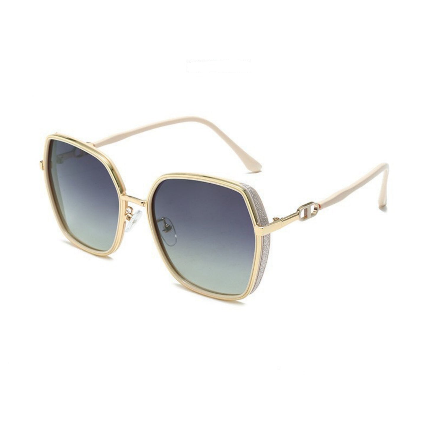 KKtree 2024 Gafas de sol de oro negro brillante para mujer - Tonos de moda UV400 de alta calidad