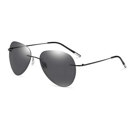 KKTREE Titan Bold Ultra-light Titanium Polarized Frameless Photochromic Sunglasses for Men, Suitable for Driving Day and Night.