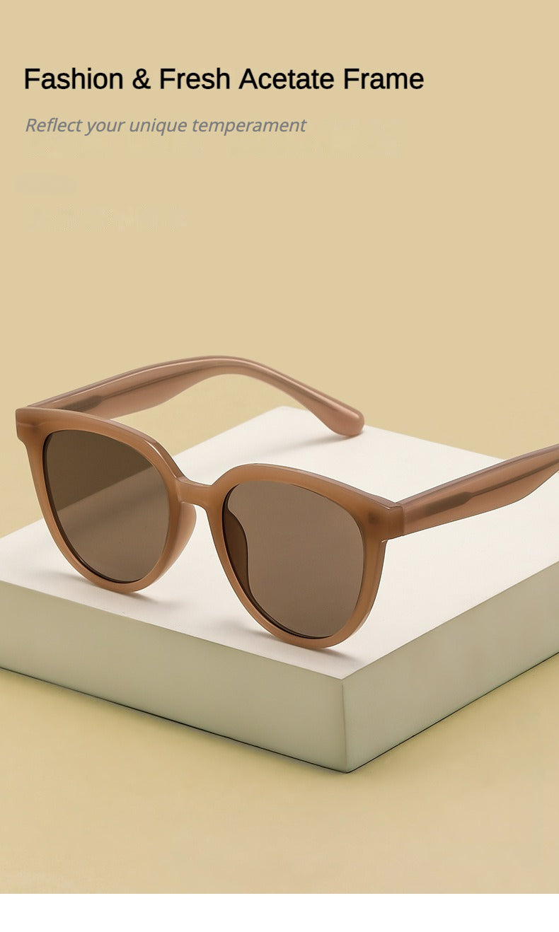 KKTREE Eclat New Stylish Sunglasses for Ladies with a High-end Vibe, featuring a Brown Eyeglass Frame and UV Protection