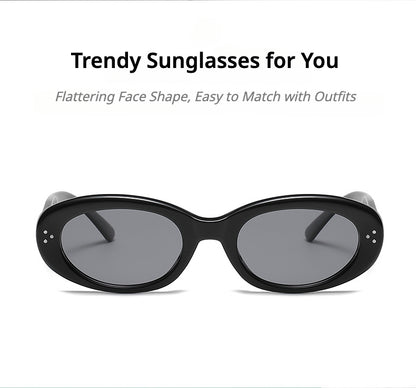 KKTREE Radiance Elegant Small Round Frame Sunglasses for Women, Providing UV Protection and High-end Style with Three Rivets