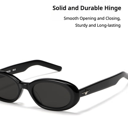 KKTREE Couture Cat-eye Small-frame Premium Acetate Sunglasses with Four-corner Star Metal Studs, Wide Temple Arms, UV Protection, Face-slimming Design, and Sun Protection