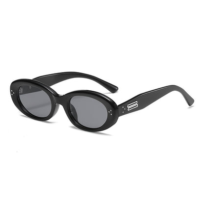 KKTREE Radiance Elegant Small Round Frame Sunglasses for Women, Providing UV Protection and High-end Style with Three Rivets