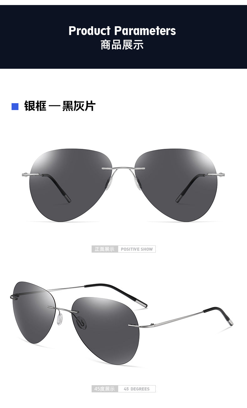 KKTREE Titan Bold Ultra-light Titanium Polarized Frameless Photochromic Sunglasses for Men, Suitable for Driving Day and Night.