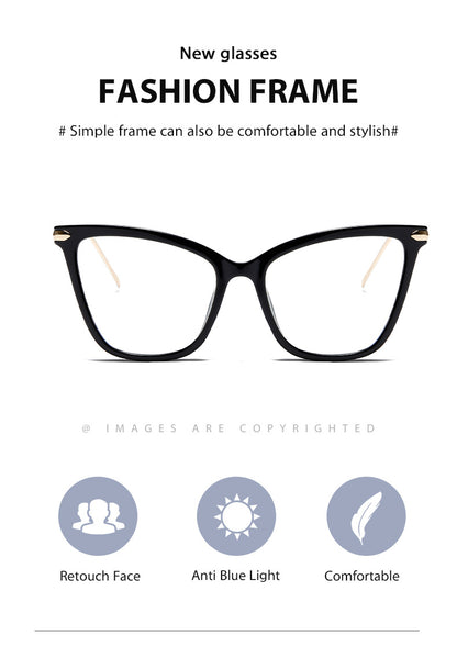 KKTREE OptiLux Cat-eye Metal Blue Light Blocking Glasses, Butterfly Eye Stylish Non-prescription Frame, Trendy Eyewear