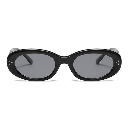 KKTREE Radiance Elegant Small Round Frame Sunglasses for Women, Providing UV Protection and High-end Style with Three Rivets