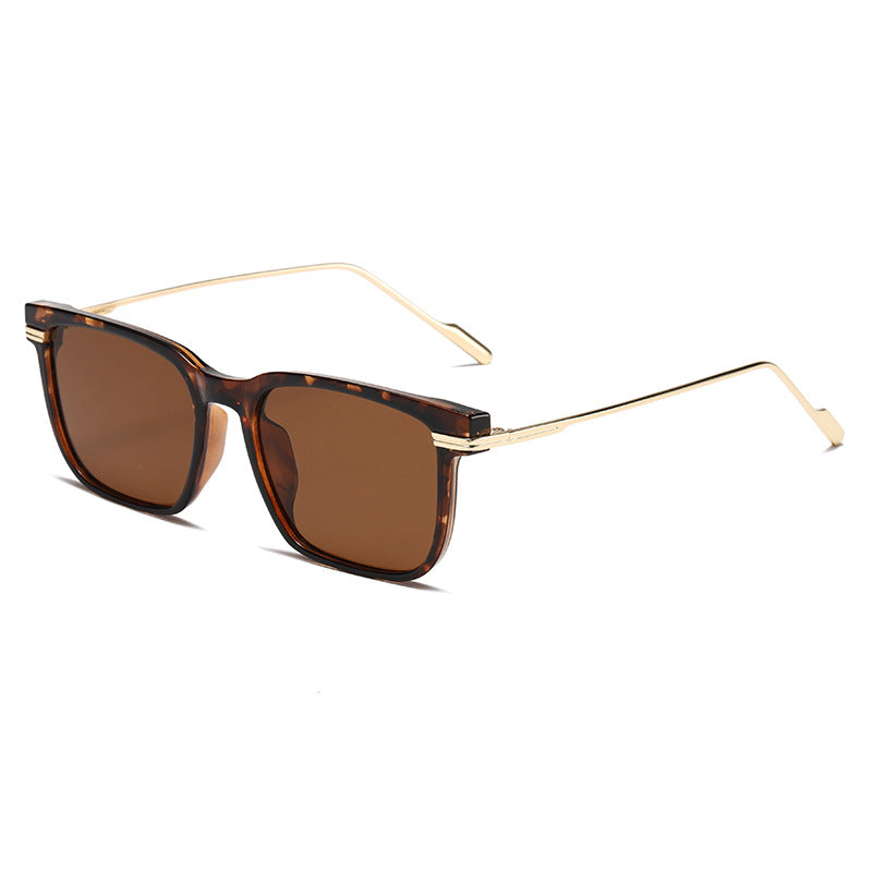 KKTREE Elegance Retro Brown Square Metal Sunglasses UV Protection or Blue Light Protection