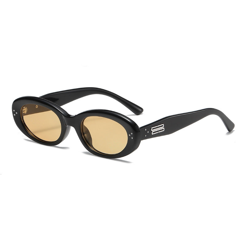 KKTREE Radiance Elegant Small Round Frame Sunglasses for Women, Providing UV Protection and High-end Style with Three Rivets