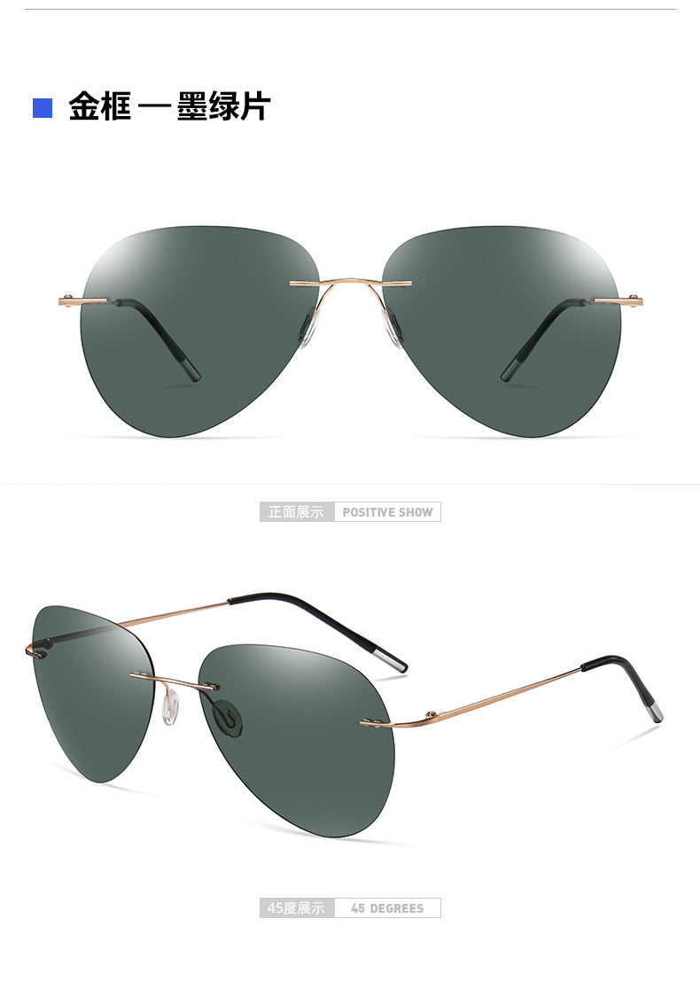 KKTREE Titan Bold Ultra-light Titanium Polarized Frameless Photochromic Sunglasses for Men, Suitable for Driving Day and Night.