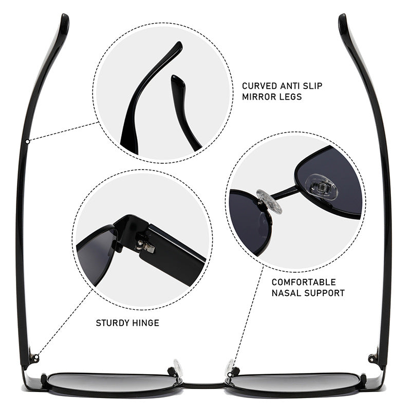 KKTREE Metal Square Retro Sunglasses, Fashionable for Both Men and Women, UV400 UV Protection