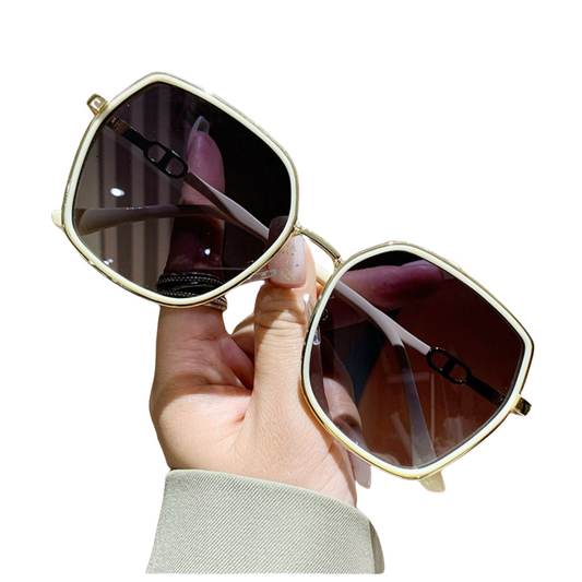 KKTREE 2024 Sparkling Beige White Sunglasses for Women - High Quality UV400 Fashion Shades